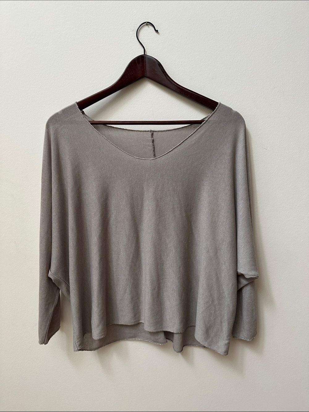 Italian Relaxed Scoop Neck Pullover in Taupe
